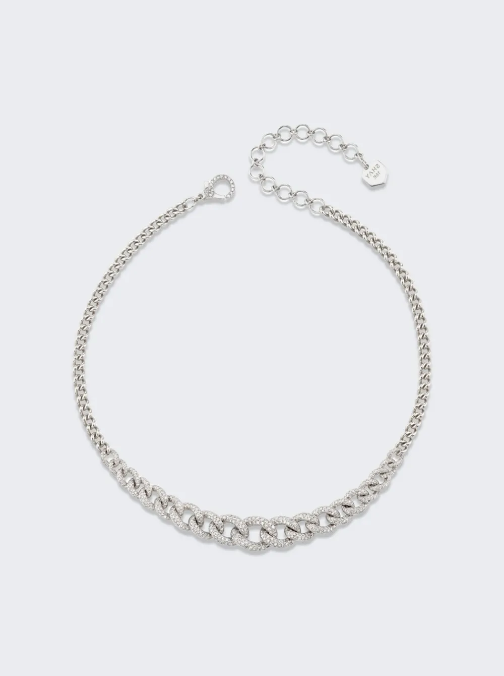 SHAY Adjustable Gradual Pave Diamond Link Choker Necklace 18K White Gold