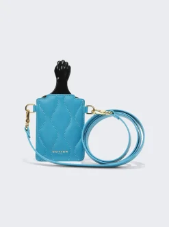 Botter Afro Comb With Padded Leather Bag Blue