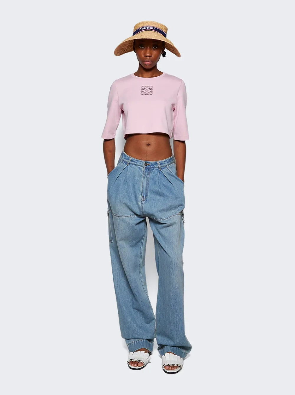 Loewe Anagram Cropped T-Shirt Pink
