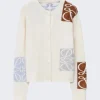 Loewe Anagram Intarsia Cardigan Soft White