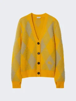 BURBERRY Argyle Wool Cardigan Mimosa Yellow