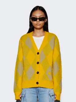 BURBERRY Argyle Wool Cardigan Mimosa Yellow