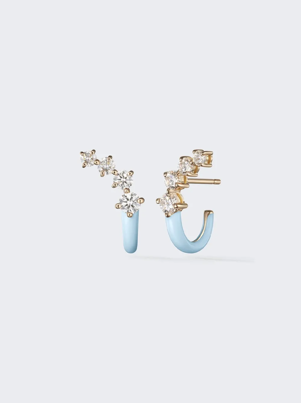 Melissa Kaye Aria Dagger Huggie Hoop Earrings 18K Yellow Gold