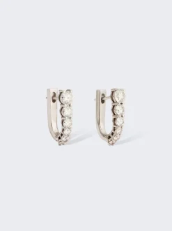 Melissa Kaye Aria U Huggie Hoops White Gold
