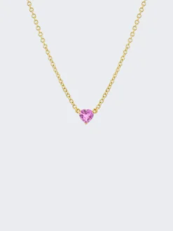 SHAY Baby Pink Sapphire Heart Necklace 18K Yellow Gold