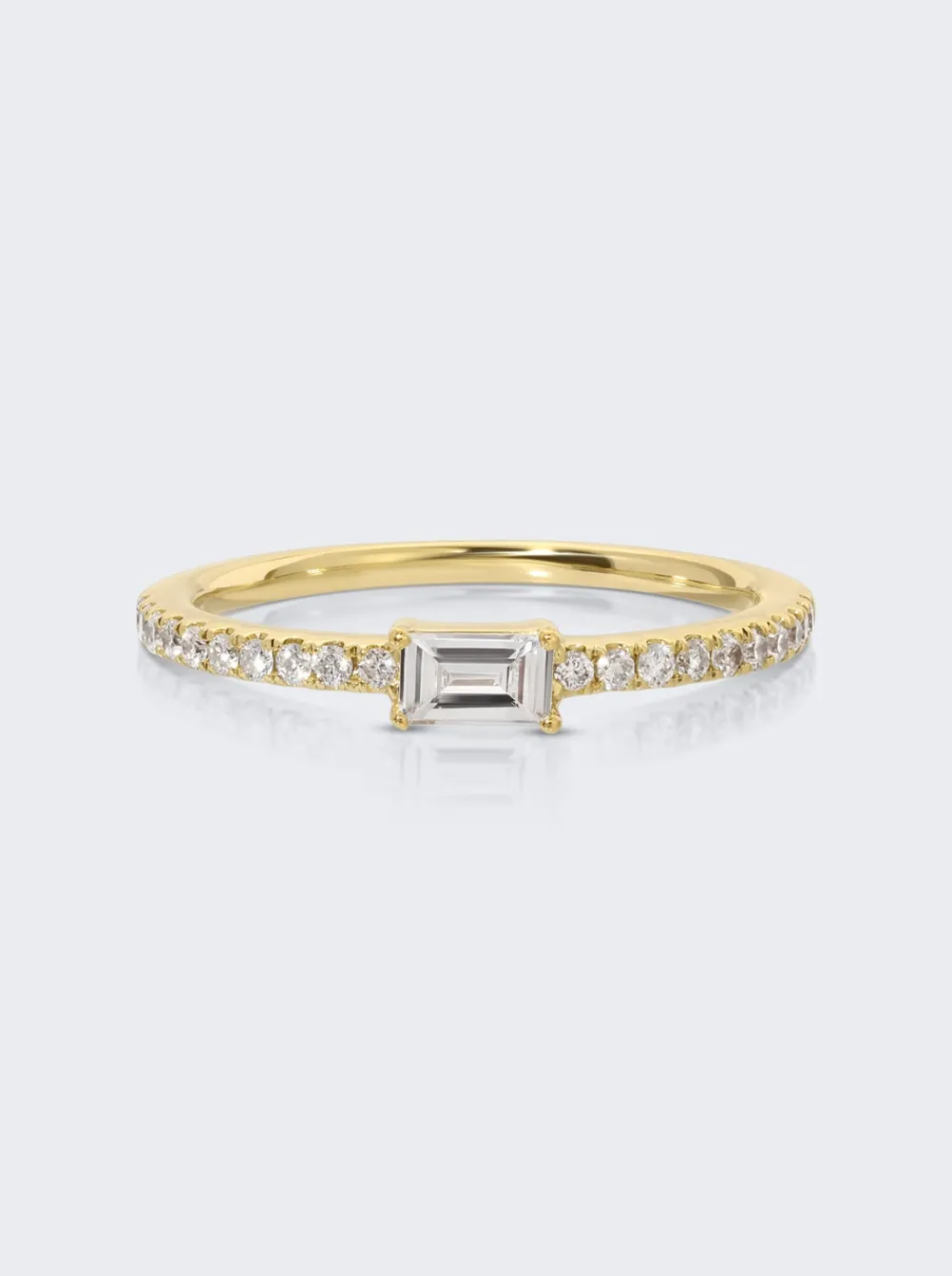 ISA GRUTMAN Baguette Diamond Pave Band Ring 14K Gold