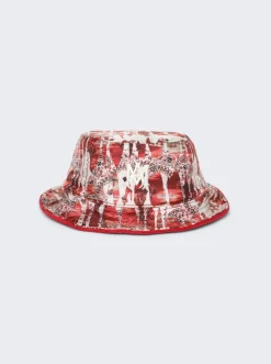 Amiri Bandana Aloha Silk Reversible Bucket Hat Red