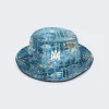 Amiri Bandana Aloha Silk Reversible Bucket Hat Teal