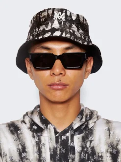 Amiri Bandana Aloha Silk Reversible Bucket Hat Black