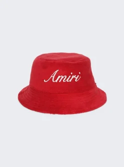 Amiri Bandana Aloha Silk Reversible Bucket Hat Red