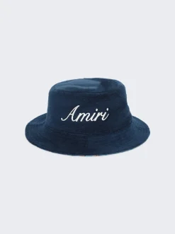 Amiri Bandana Aloha Silk Reversible Bucket Hat Teal