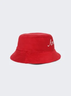 Amiri Bandana Aloha Silk Reversible Bucket Hat Red