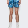 Amiri Bandana Bleach Swim Trunk Blue And Black