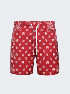 Amiri Bandana Paisley Swim Shorts Red