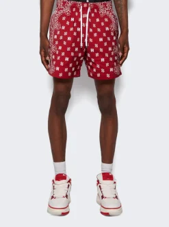 Amiri Bandana Paisley Swim Shorts Red