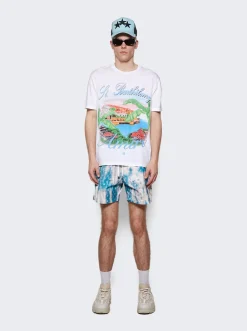 Amiri Bleached Ma Paisley Swim Shorts Blue
