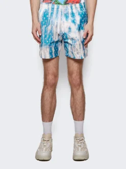 Amiri Bleached Ma Paisley Swim Shorts Blue