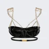 GCDS Bling Vinyl Bra Black