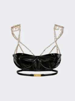 GCDS Bling Vinyl Bra Black