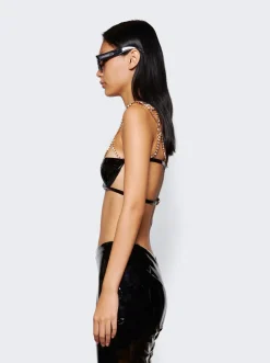 GCDS Bling Vinyl Bra Black