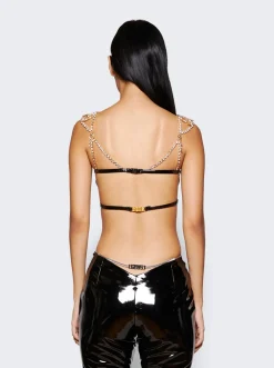 GCDS Bling Vinyl Bra Black