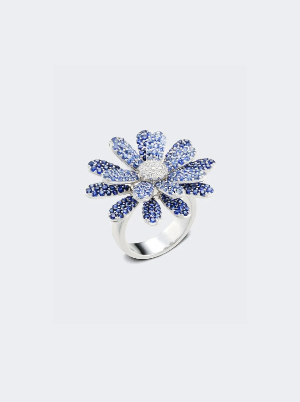 Mio Harutaka Blue Sapphire Daisy Ring 18K White Gold