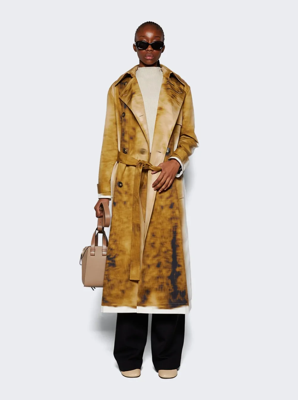 Loewe Blurred Print Trench Coat Beige
