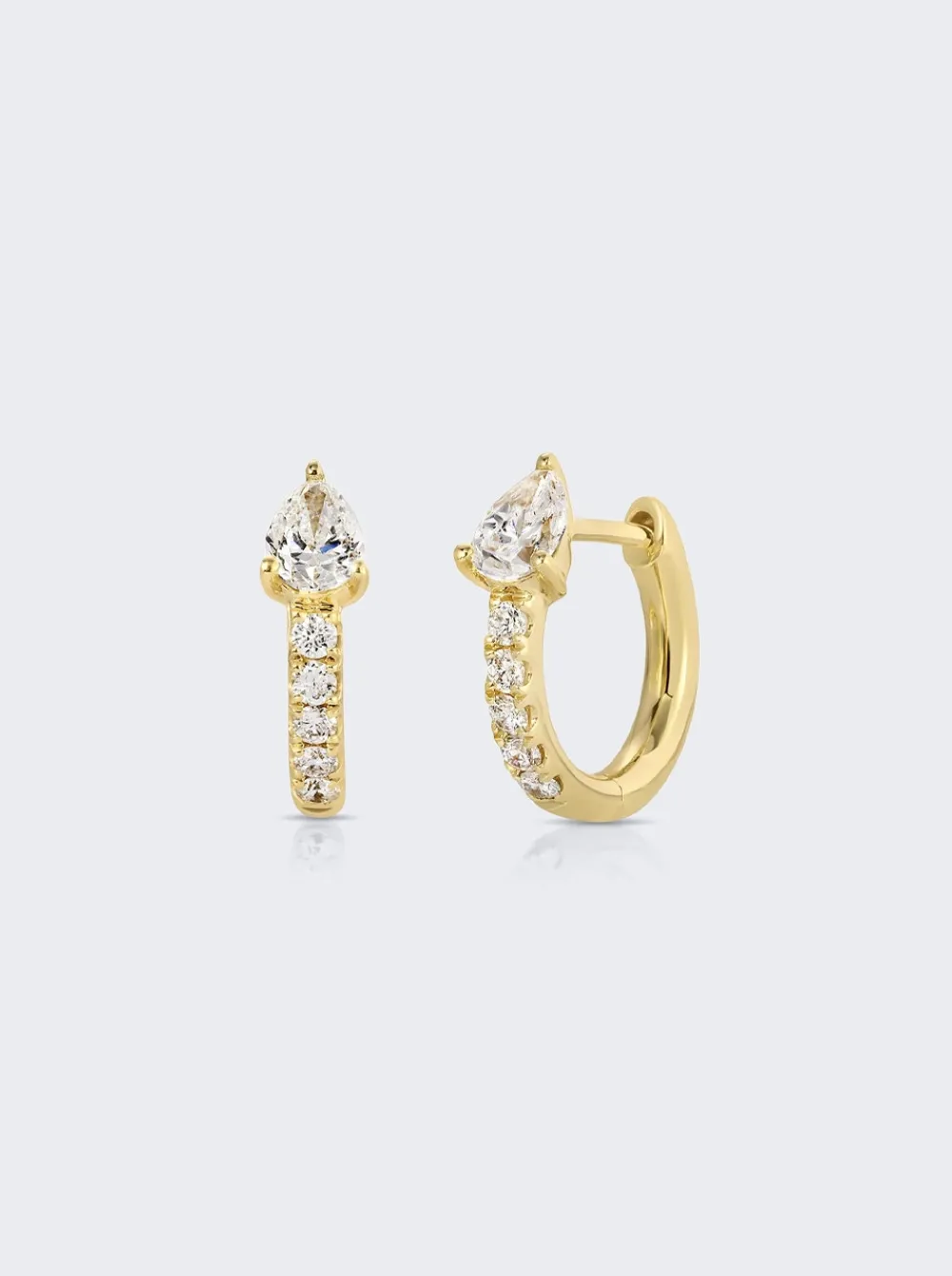 Anita Ko Bobbi Pear Diamond Huggie Earrings 18K Yellow Gold