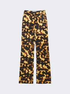 Loewe Bootleg Silk Trousers Tortoiseshell
