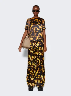 Loewe Bootleg Silk Trousers Tortoiseshell