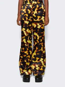Loewe Bootleg Silk Trousers Tortoiseshell