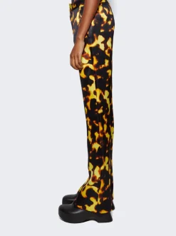 Loewe Bootleg Silk Trousers Tortoiseshell