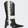 Coperni Bridge Cowboy Boot Black And Off White