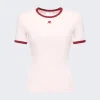 Courru00e8ges Bumpy Contrast T-Shirt Powder Pink