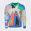 NAHMIAS California Poetry Crochet V-Neck Sweater Rainbow