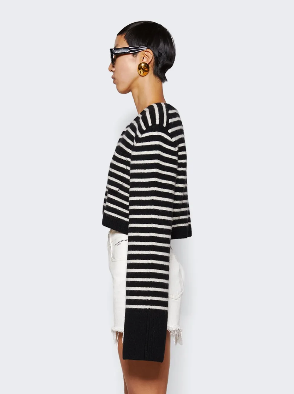 Khaite Calix Cardigan Black And Magnolia Stripe
