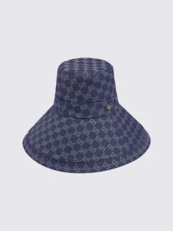 Gucci Canvas Gg Wide Brim Hat Blue