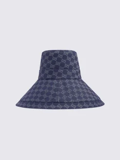 Gucci Canvas Gg Wide Brim Hat Blue