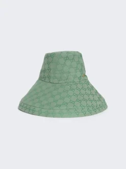 Gucci Canvas Gg Wide Brim Hat Green