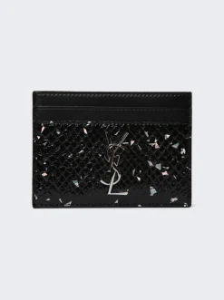 Saint Laurent Card Case Black And Silver