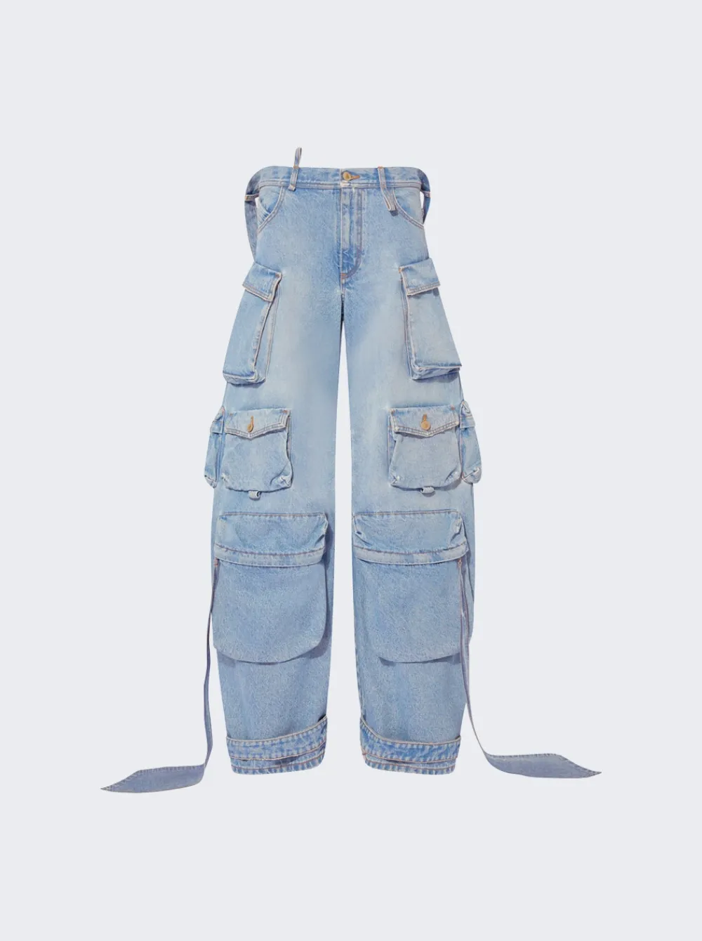 The Attico Cargo Denim Jeans Sky Blue