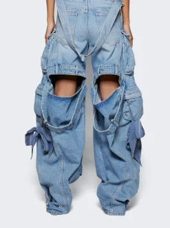 The Attico Cargo Denim Jeans Sky Blue