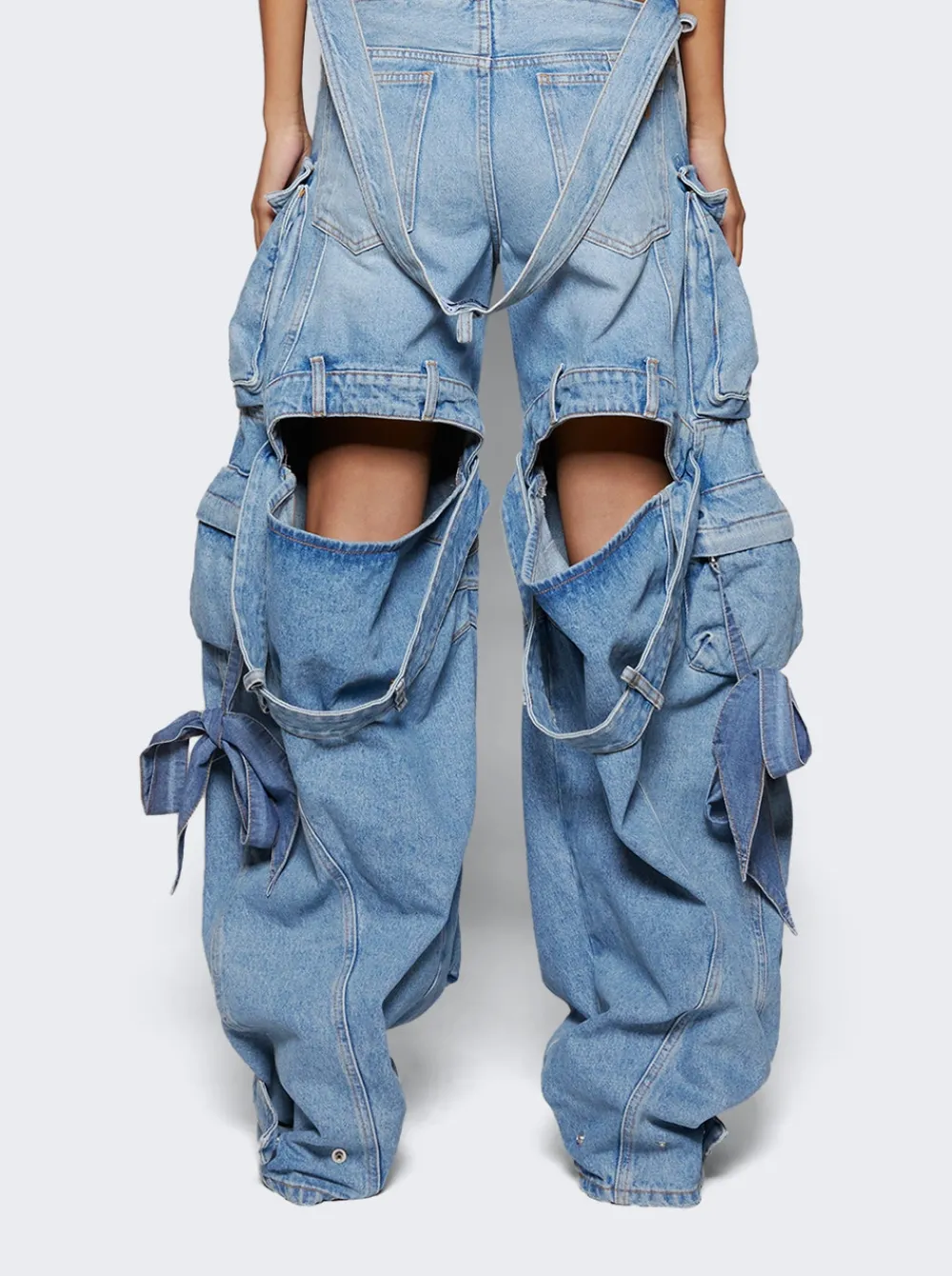 The Attico Cargo Denim Jeans Sky Blue