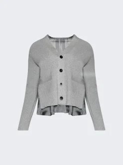 Sacai Chalk Stripe Wool Knit Cardigan Gray
