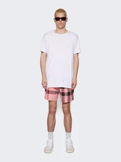 BURBERRY Check Drawcord Swim Shorts Candy Pink