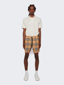 BURBERRY Check Drawcord Swim Shorts Dusty Orange