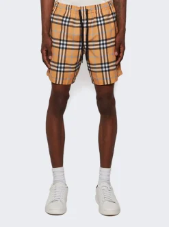 BURBERRY Check Drawcord Swim Shorts Dusty Orange