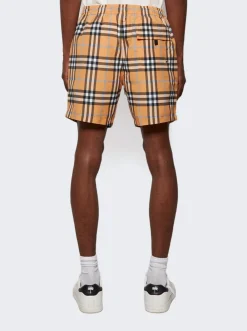 BURBERRY Check Drawcord Swim Shorts Dusty Orange