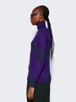BURBERRY Check Mohair Blend Sweater Royal