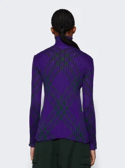 BURBERRY Check Mohair Blend Sweater Royal